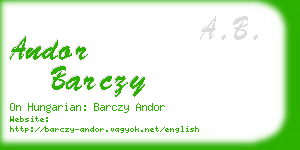 andor barczy business card